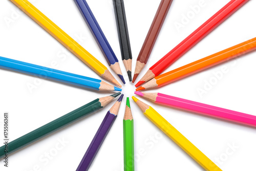 Colorful pencils on white b...