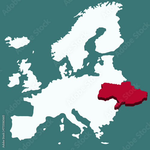Ukraine Country highlighted 3D map on Africa continent map vector illustration	for projects and presentation 