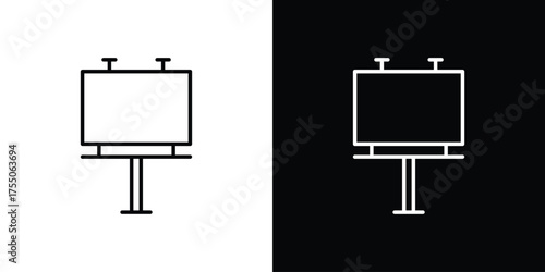 Billboard icon in stroke versions. Graphic elements for web