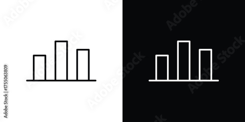 Bar chart icon in stroke versions. Graphic elements for web