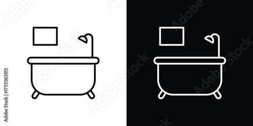 Bathroom icon in stroke versions. Graphic elements for web