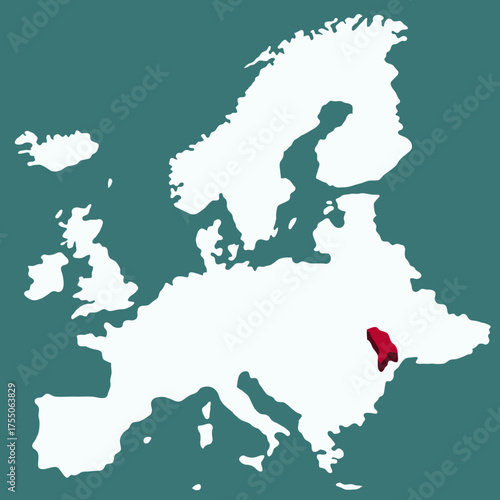 Moldova Country highlighted 3D map on Africa continent map vector illustration	for projects and presentation 