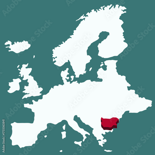 Bulgaria Country highlighted 3D map on Africa continent map vector illustration	for projects and presentation 
