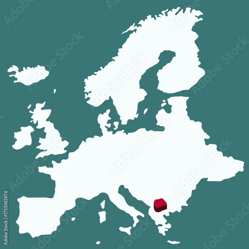 NORTH Macedonia Country highlighted 3D map on Africa continent map vector illustration	for projects and presentation 