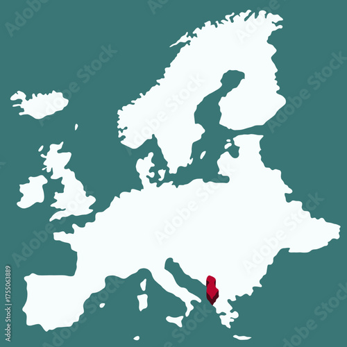 ALBANIA Country highlighted 3D map on Africa continent map vector illustration	for projects and presentation 
