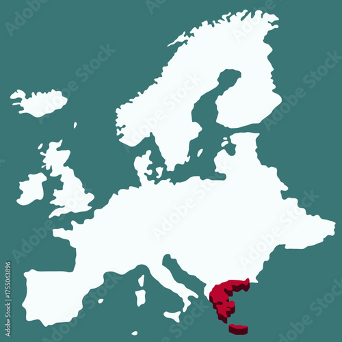 Greece Country highlighted 3D map on Africa continent map vector illustration	for projects and presentation 