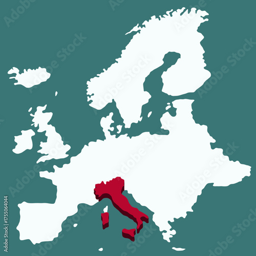 ITALY Country highlighted 3D map on Africa continent map vector illustration	for projects and presentation 