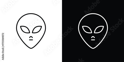 Alien icon in stroke versions. Graphic elements for web