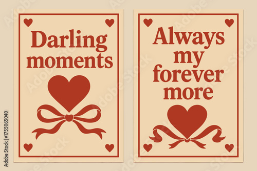 Darling Moments Banners. Darling moments. Two vertical A6 banners with safe margins, centered composition, no elements touching edges, retro, red and beige,