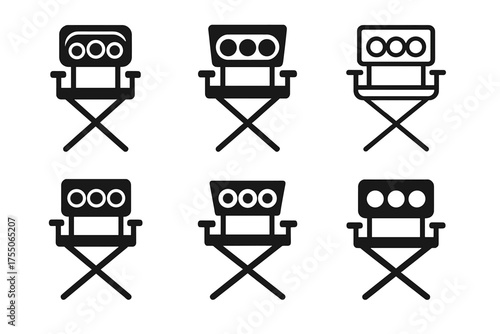 Makeup Artist Logo Variations. Professional makeup artist?s chair. Set Logo of Professional makeup artist?s chair: Eyeshadow. harmonious logo variations of the