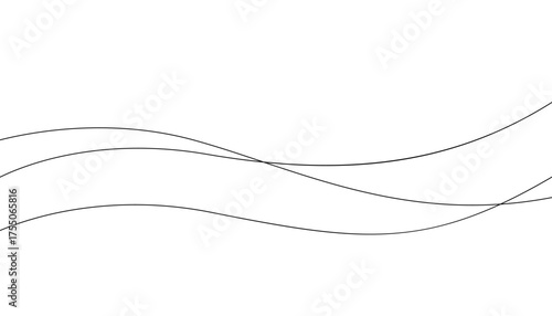 Continuous line in form curve wave, seamless abstract pattern. Wavy striped graphic background. Calm, still water of sea, river, ocean, swimming pool. Line art template. Vector illustration