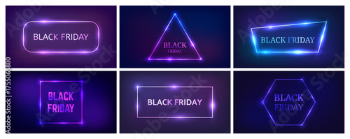 Black Friday inscription in neon frame