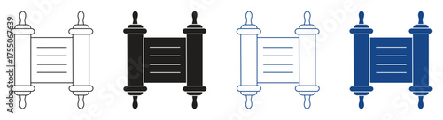 Torah scroll icon set , vector illustration .