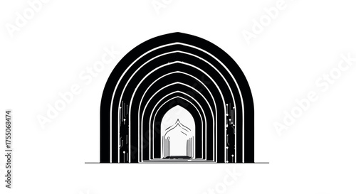 Endless arches create a surreal, dramatic pathway into the unknown