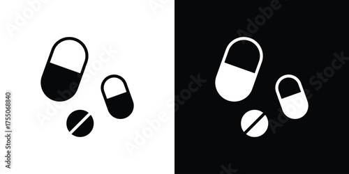 Pill icon. filled flat sign concept and web design