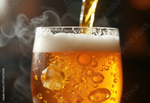 Wallpaper Mural Close-Up Vibrant Artisan Beer Pouring into Glass Refreshing Aroma Golden Hues Bubbles Craft Brew Craftsmanship Torontodigital.ca