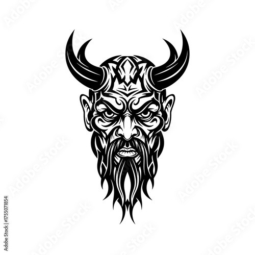 Unleash your inner Viking with this bold, detailed horned warrior design, perfect for tattoos, logos, and powerful branding projects that demand attention