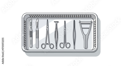 Simple Line Art Illustration of a Bed with a Pillow and Blanket.