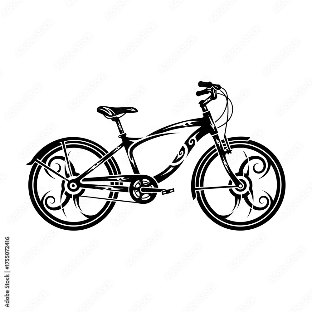 Fototapeta premium Stylized bicycle silhouette, perfect for branding, logo design, or creative projects relating to cycling, recreation, and healthy lifestyle promotion
