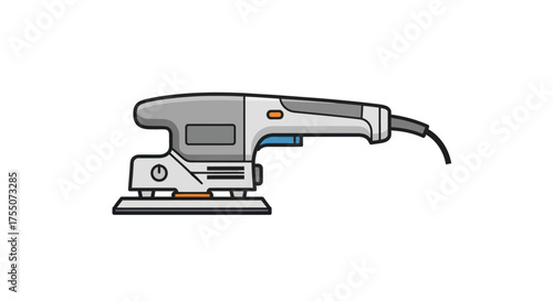 Vector Illustration of a Gray Electric Orbital Sander.