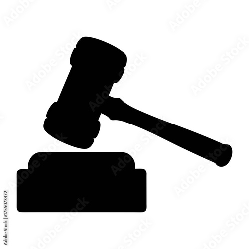 Vector art of silhouette of a gavel, representing law, justice, and the legal system, symbolizing authority, judgment, and the pursuit of fairness