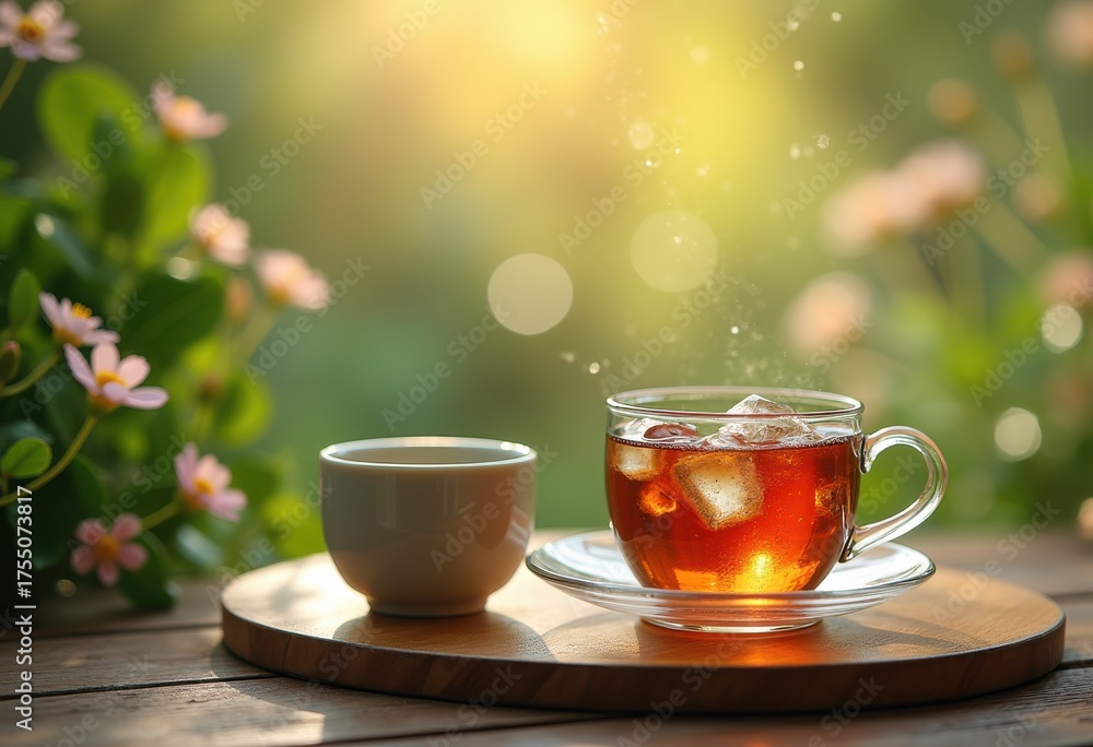 Fototapeta premium Elegant Teaware Natural Setting Serenity Calm Peaceful Aesthetic