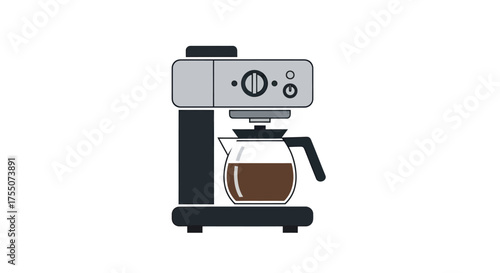 Modern Coffee Maker with Glass Carafe and Simple Design.