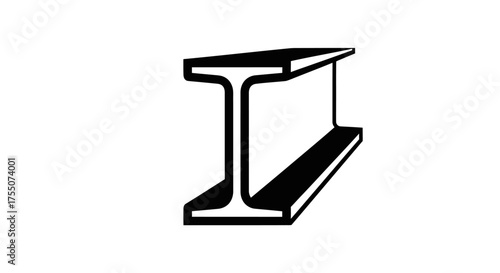 Black and white I-beam cross-section illustration a strong structural steel support.