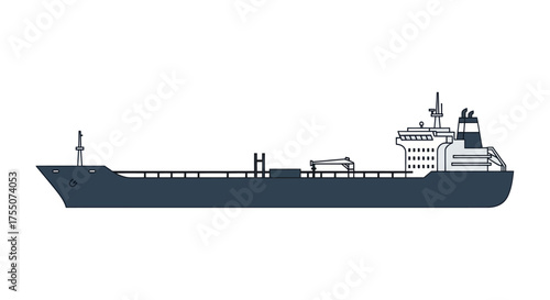 Vector Illustration of a Large Cargo Tanker Ship.