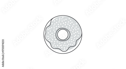 Simple Line Drawing of a Frosted Donut with Sprinkles.