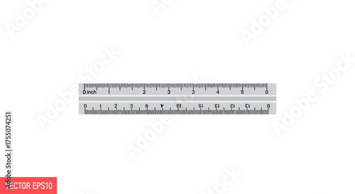 Gray and White Ruler with Centimeter and Inch Markings for Measurement.