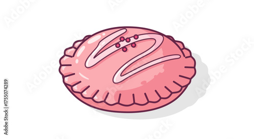 Sweet Pink Round Pastry with White Icing Drizzle and Sprinkles.