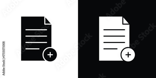 Add document icon. filled flat sign concept and web design