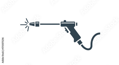 Industrial Spray Gun with Attached Hose and Nozzle.