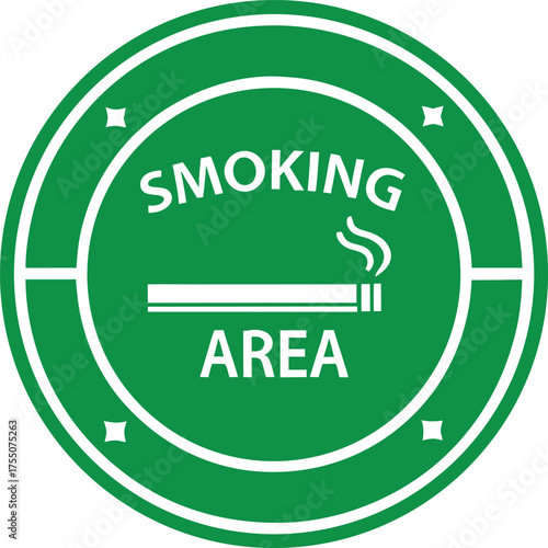Green smoking area sign with cigarette white