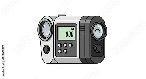 Modern Compact Digital Laser Rangefinder Device Illustration.