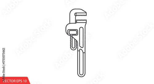 A simple line drawing of a pipe wrench tool.