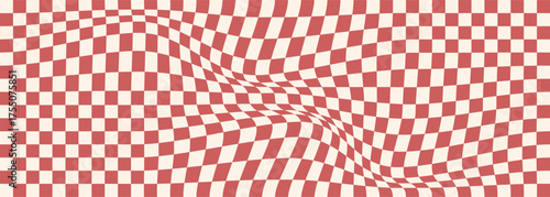 A red and beige pattern for a groovy seamless background with a retro or abstract checkerboard design..