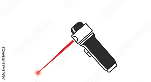 Handheld device emitting a bright red laser beam with a visible dot.