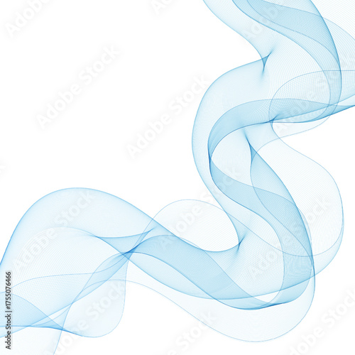 Gentle blue wavy flow of airy fog on a white background. Eps 10