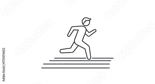 Simple black outline icon of a running person in motion.