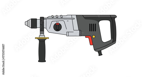Illustration of a Heavy-Duty Rotary Hammer Drill with Auxiliary Handle.