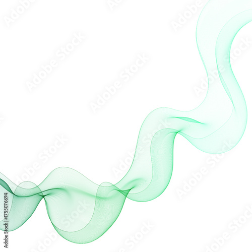 Flow of green-turquoise energy wave on a white background. Eps 10