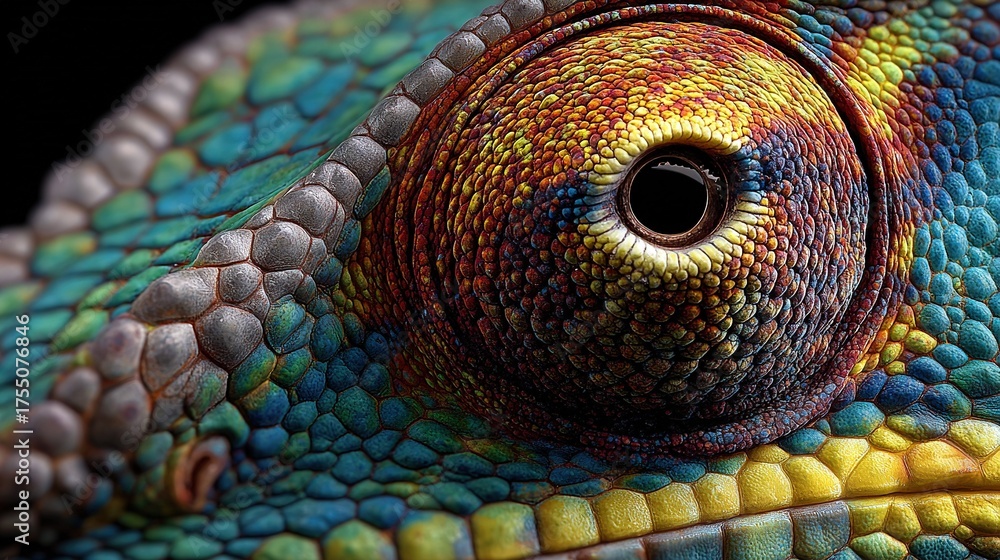 Obraz premium a chameleon's eye, offering sharp focus on its body and head