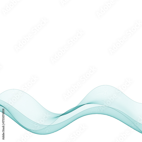 Horizontal wave of transparent turquoise smoke on a white background. Eps 10