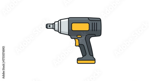 Detailed Illustration of a Cordless Electric Impact Wrench Tool.