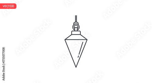 Simple Line Art Plumb Bob Icon for Vertical Alignment.