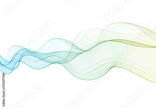 Wide horizontal wave with smooth color transition from blue to green. Eps 10