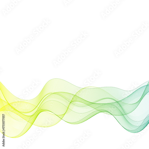 Dynamic abstract wavy line with a gradient in yellow-green tones. Eps 10