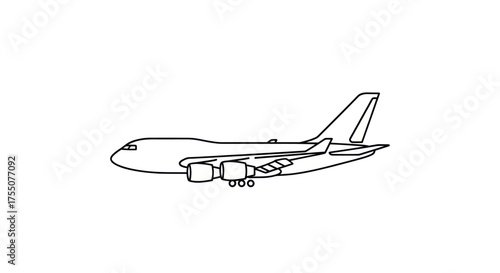 Airplane Outline: Detailed Commercial Jet Aircraft Illustration.